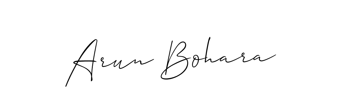 Allison_Script is a professional signature style that is perfect for those who want to add a touch of class to their signature. It is also a great choice for those who want to make their signature more unique. Get Arun Bohara name to fancy signature for free. Arun Bohara signature style 2 images and pictures png
