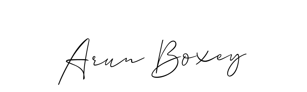 The best way (Allison_Script) to make a short signature is to pick only two or three words in your name. The name Arun Boxey include a total of six letters. For converting this name. Arun Boxey signature style 2 images and pictures png