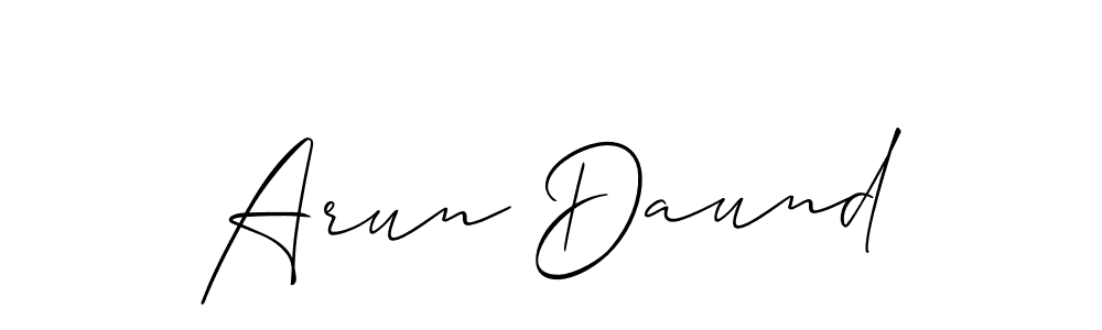 How to make Arun Daund name signature. Use Allison_Script style for creating short signs online. This is the latest handwritten sign. Arun Daund signature style 2 images and pictures png