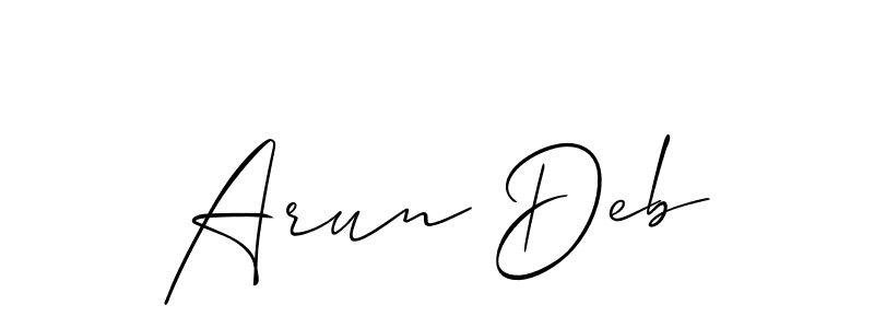 It looks lik you need a new signature style for name Arun Deb. Design unique handwritten (Allison_Script) signature with our free signature maker in just a few clicks. Arun Deb signature style 2 images and pictures png