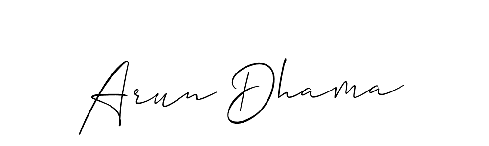 How to make Arun Dhama signature? Allison_Script is a professional autograph style. Create handwritten signature for Arun Dhama name. Arun Dhama signature style 2 images and pictures png