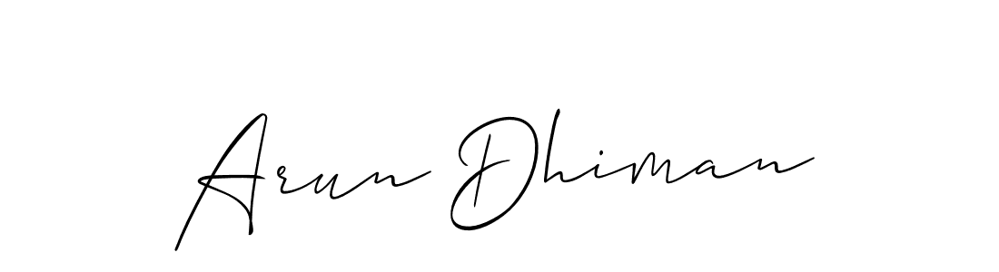 Similarly Allison_Script is the best handwritten signature design. Signature creator online .You can use it as an online autograph creator for name Arun Dhiman. Arun Dhiman signature style 2 images and pictures png