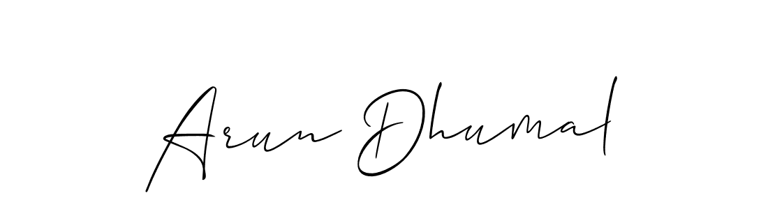 How to make Arun Dhumal name signature. Use Allison_Script style for creating short signs online. This is the latest handwritten sign. Arun Dhumal signature style 2 images and pictures png