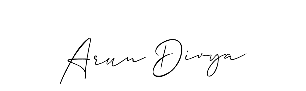 You should practise on your own different ways (Allison_Script) to write your name (Arun Divya) in signature. don't let someone else do it for you. Arun Divya signature style 2 images and pictures png