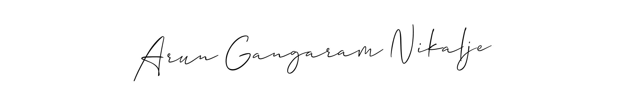 Use a signature maker to create a handwritten signature online. With this signature software, you can design (Allison_Script) your own signature for name Arun Gangaram Nikalje. Arun Gangaram Nikalje signature style 2 images and pictures png