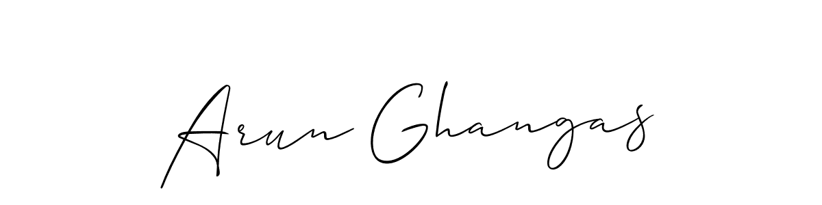 Use a signature maker to create a handwritten signature online. With this signature software, you can design (Allison_Script) your own signature for name Arun Ghangas. Arun Ghangas signature style 2 images and pictures png