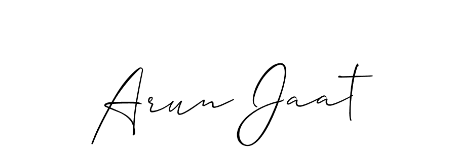 Allison_Script is a professional signature style that is perfect for those who want to add a touch of class to their signature. It is also a great choice for those who want to make their signature more unique. Get Arun Jaat name to fancy signature for free. Arun Jaat signature style 2 images and pictures png