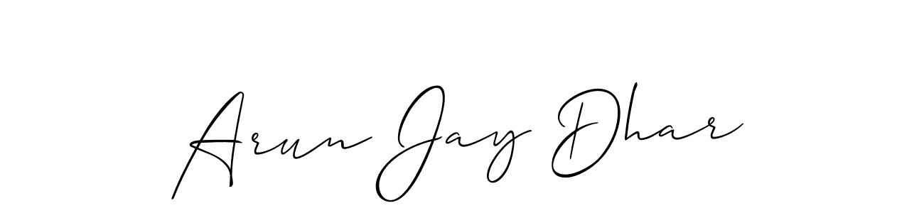 Make a beautiful signature design for name Arun Jay Dhar. With this signature (Allison_Script) style, you can create a handwritten signature for free. Arun Jay Dhar signature style 2 images and pictures png