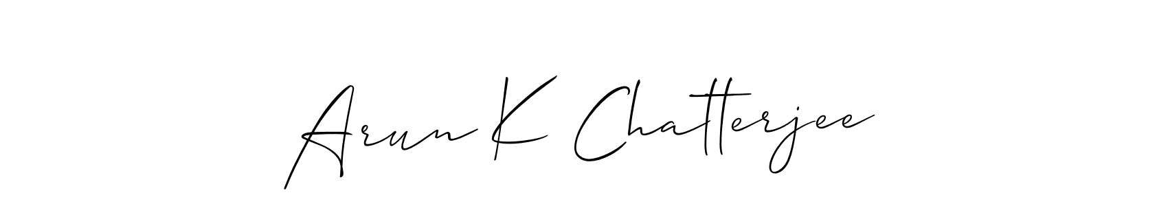 Use a signature maker to create a handwritten signature online. With this signature software, you can design (Allison_Script) your own signature for name Arun K Chatterjee. Arun K Chatterjee signature style 2 images and pictures png