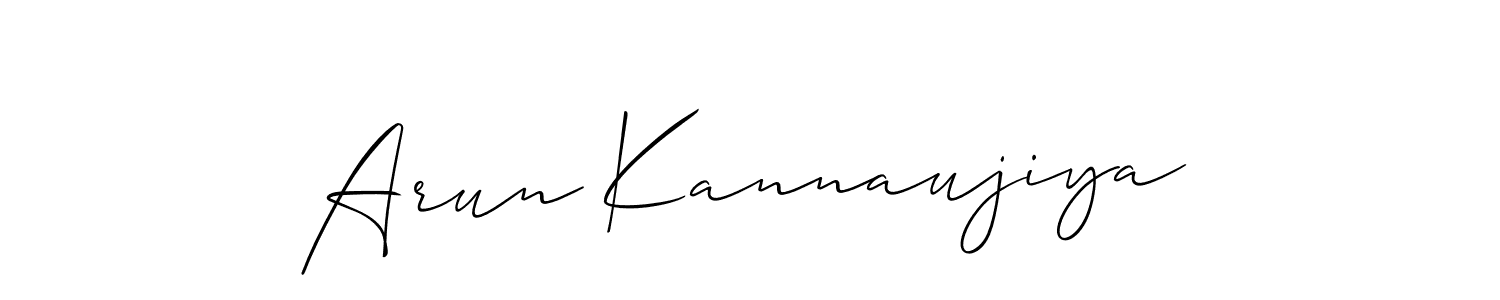 Make a beautiful signature design for name Arun Kannaujiya. With this signature (Allison_Script) style, you can create a handwritten signature for free. Arun Kannaujiya signature style 2 images and pictures png