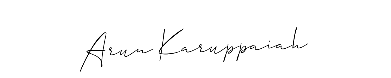 How to make Arun Karuppaiah name signature. Use Allison_Script style for creating short signs online. This is the latest handwritten sign. Arun Karuppaiah signature style 2 images and pictures png