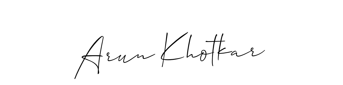 Also You can easily find your signature by using the search form. We will create Arun Khotkar name handwritten signature images for you free of cost using Allison_Script sign style. Arun Khotkar signature style 2 images and pictures png