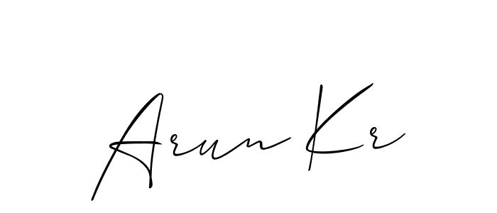 How to make Arun Kr name signature. Use Allison_Script style for creating short signs online. This is the latest handwritten sign. Arun Kr signature style 2 images and pictures png