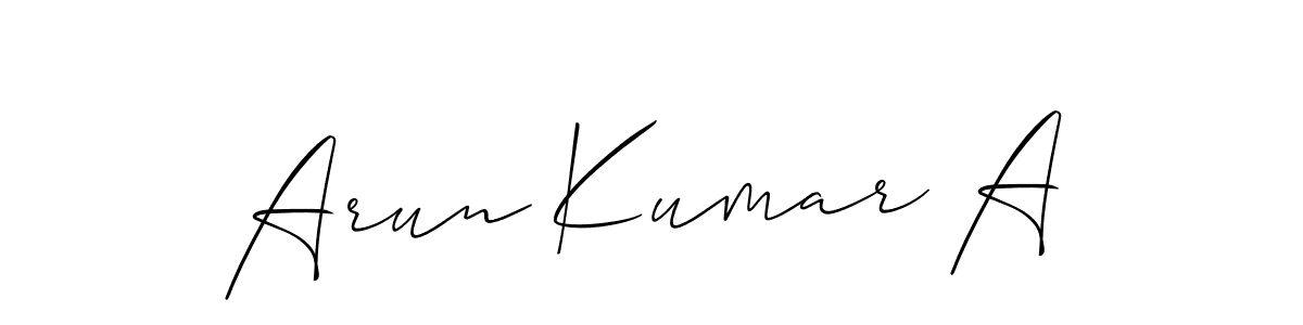 Also You can easily find your signature by using the search form. We will create Arun Kumar A name handwritten signature images for you free of cost using Allison_Script sign style. Arun Kumar A signature style 2 images and pictures png