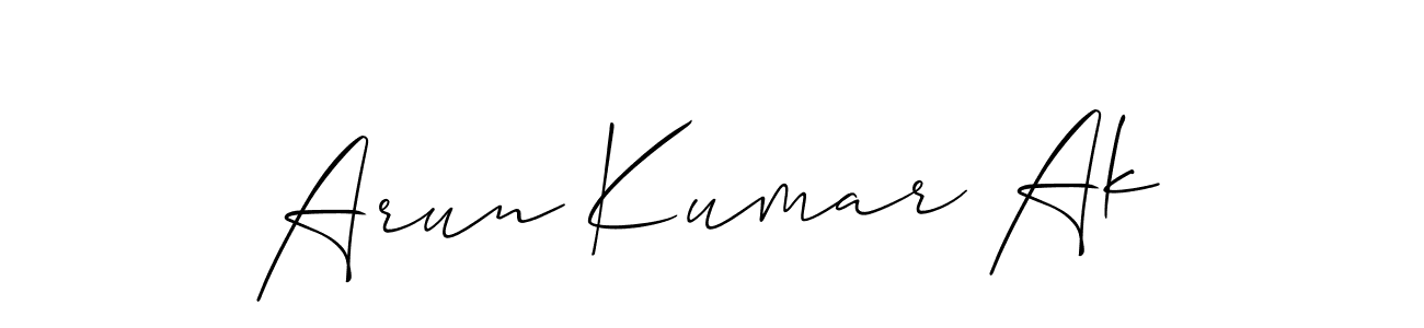 Also we have Arun Kumar Ak name is the best signature style. Create professional handwritten signature collection using Allison_Script autograph style. Arun Kumar Ak signature style 2 images and pictures png