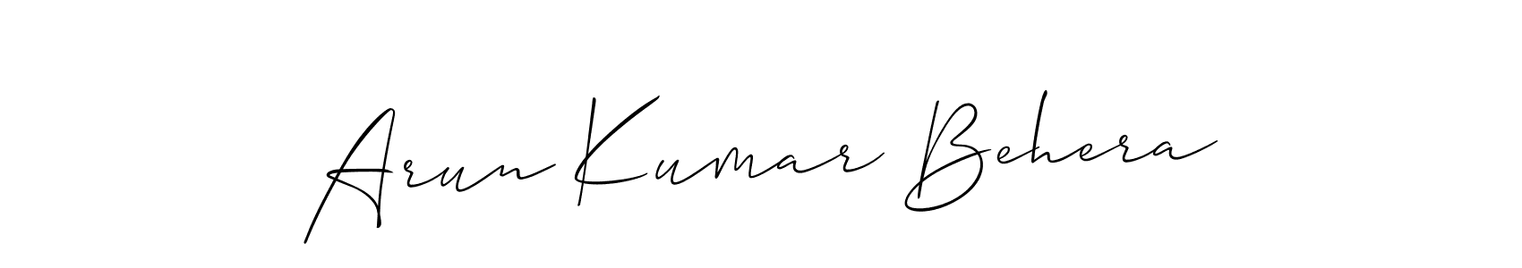 Make a beautiful signature design for name Arun Kumar Behera. With this signature (Allison_Script) style, you can create a handwritten signature for free. Arun Kumar Behera signature style 2 images and pictures png