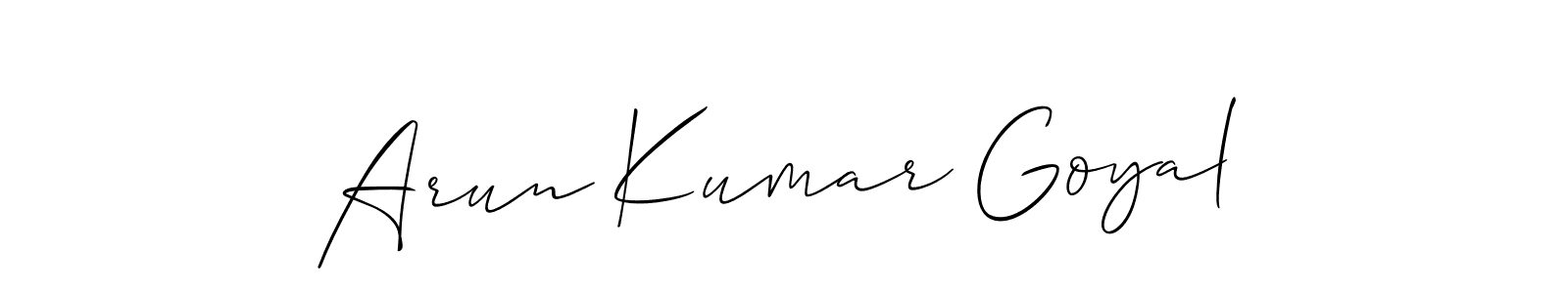 The best way (Allison_Script) to make a short signature is to pick only two or three words in your name. The name Arun Kumar Goyal include a total of six letters. For converting this name. Arun Kumar Goyal signature style 2 images and pictures png