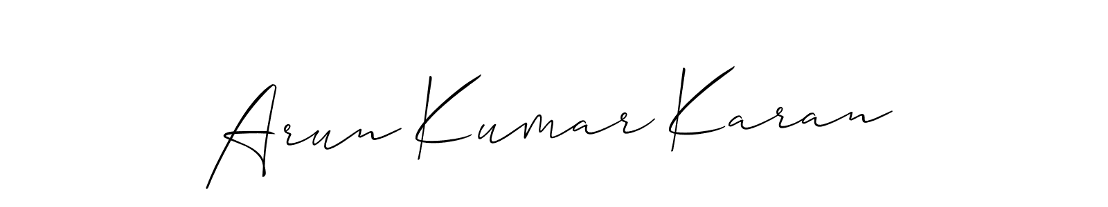 You should practise on your own different ways (Allison_Script) to write your name (Arun Kumar Karan) in signature. don't let someone else do it for you. Arun Kumar Karan signature style 2 images and pictures png