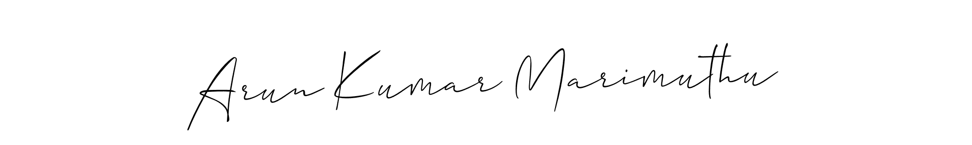 Use a signature maker to create a handwritten signature online. With this signature software, you can design (Allison_Script) your own signature for name Arun Kumar Marimuthu. Arun Kumar Marimuthu signature style 2 images and pictures png