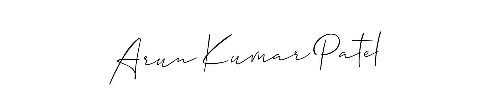 You should practise on your own different ways (Allison_Script) to write your name (Arun Kumar Patel) in signature. don't let someone else do it for you. Arun Kumar Patel signature style 2 images and pictures png