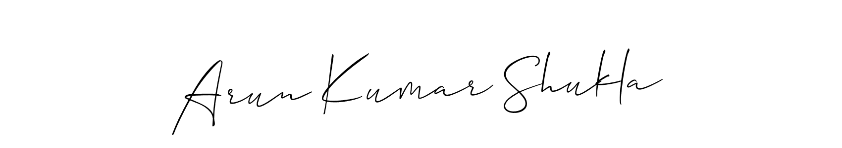 You should practise on your own different ways (Allison_Script) to write your name (Arun Kumar Shukla) in signature. don't let someone else do it for you. Arun Kumar Shukla signature style 2 images and pictures png