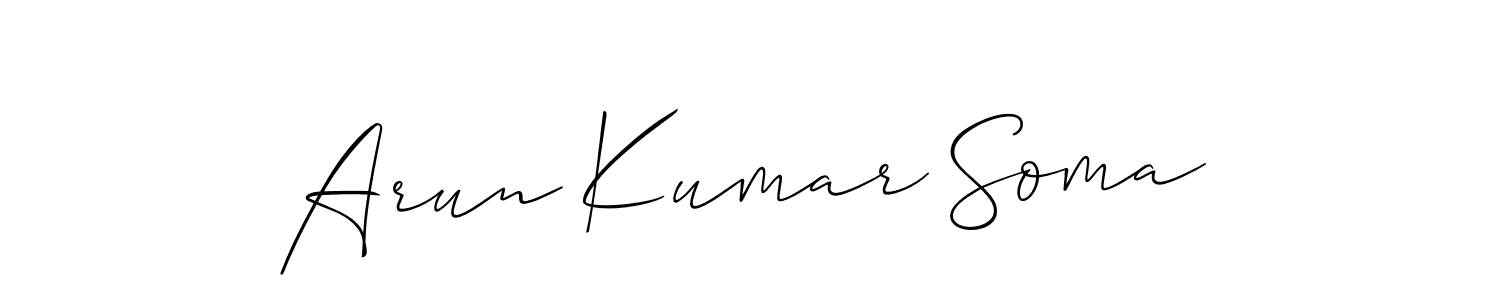 It looks lik you need a new signature style for name Arun Kumar Soma. Design unique handwritten (Allison_Script) signature with our free signature maker in just a few clicks. Arun Kumar Soma signature style 2 images and pictures png