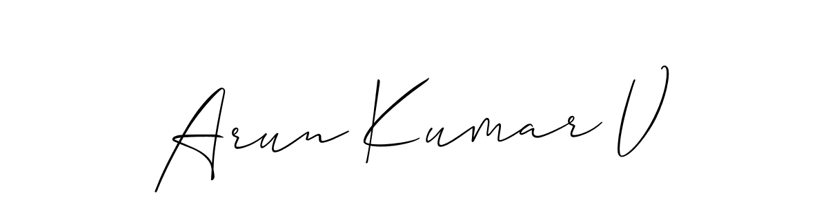 Also You can easily find your signature by using the search form. We will create Arun Kumar V name handwritten signature images for you free of cost using Allison_Script sign style. Arun Kumar V signature style 2 images and pictures png