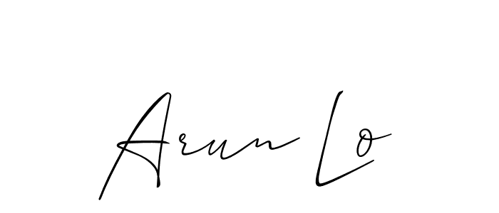 Use a signature maker to create a handwritten signature online. With this signature software, you can design (Allison_Script) your own signature for name Arun Lo. Arun Lo signature style 2 images and pictures png