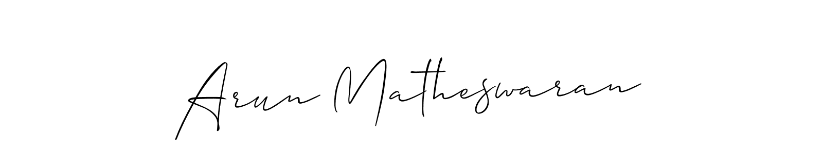 if you are searching for the best signature style for your name Arun Matheswaran. so please give up your signature search. here we have designed multiple signature styles  using Allison_Script. Arun Matheswaran signature style 2 images and pictures png