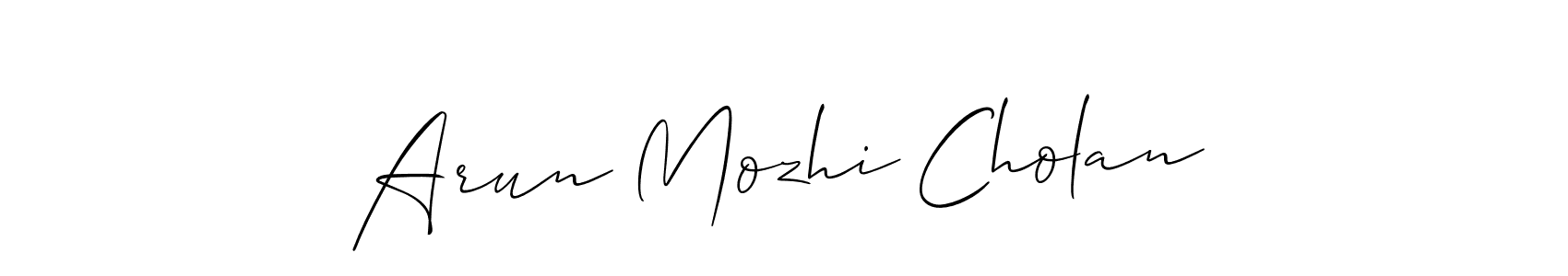Use a signature maker to create a handwritten signature online. With this signature software, you can design (Allison_Script) your own signature for name Arun Mozhi Cholan. Arun Mozhi Cholan signature style 2 images and pictures png