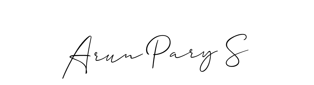 How to make Arun Pary S name signature. Use Allison_Script style for creating short signs online. This is the latest handwritten sign. Arun Pary S signature style 2 images and pictures png