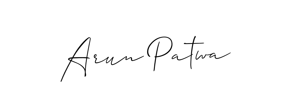 if you are searching for the best signature style for your name Arun Patwa. so please give up your signature search. here we have designed multiple signature styles  using Allison_Script. Arun Patwa signature style 2 images and pictures png