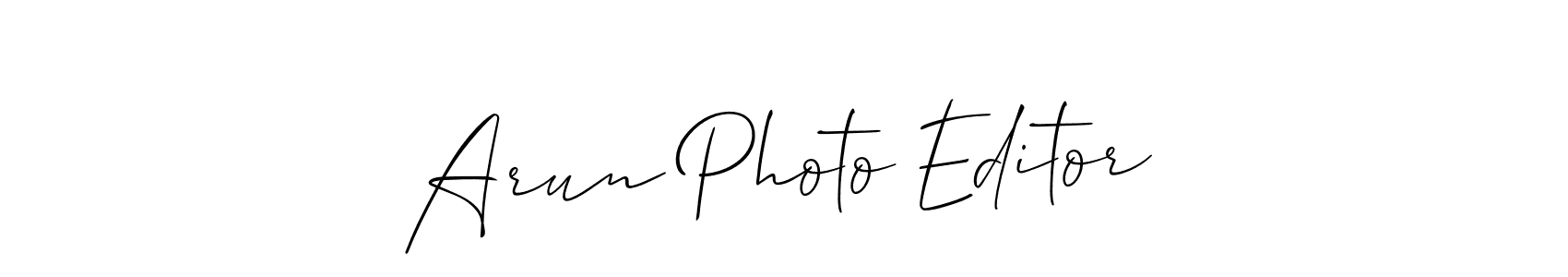 Use a signature maker to create a handwritten signature online. With this signature software, you can design (Allison_Script) your own signature for name Arun Photo Editor. Arun Photo Editor signature style 2 images and pictures png