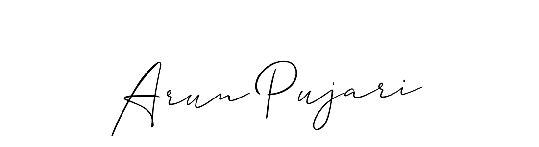 How to make Arun Pujari name signature. Use Allison_Script style for creating short signs online. This is the latest handwritten sign. Arun Pujari signature style 2 images and pictures png