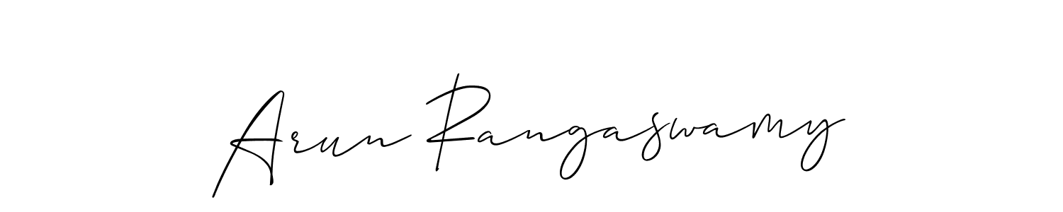 Allison_Script is a professional signature style that is perfect for those who want to add a touch of class to their signature. It is also a great choice for those who want to make their signature more unique. Get Arun Rangaswamy name to fancy signature for free. Arun Rangaswamy signature style 2 images and pictures png