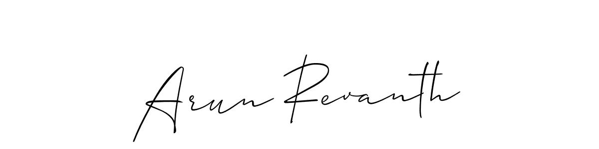 It looks lik you need a new signature style for name Arun Revanth. Design unique handwritten (Allison_Script) signature with our free signature maker in just a few clicks. Arun Revanth signature style 2 images and pictures png