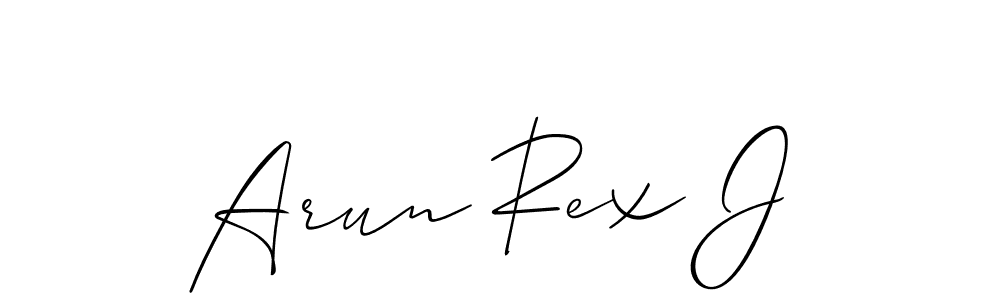 The best way (Allison_Script) to make a short signature is to pick only two or three words in your name. The name Arun Rex J include a total of six letters. For converting this name. Arun Rex J signature style 2 images and pictures png