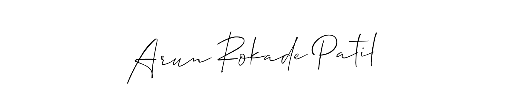 The best way (Allison_Script) to make a short signature is to pick only two or three words in your name. The name Arun Rokade Patil include a total of six letters. For converting this name. Arun Rokade Patil signature style 2 images and pictures png