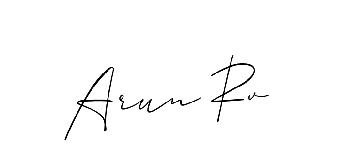 How to make Arun Rv signature? Allison_Script is a professional autograph style. Create handwritten signature for Arun Rv name. Arun Rv signature style 2 images and pictures png