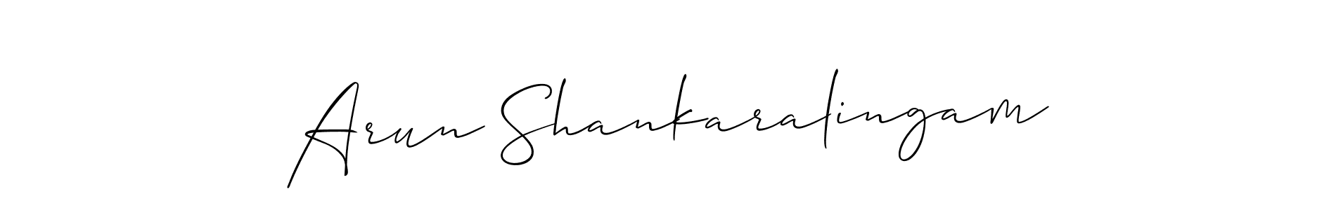 You should practise on your own different ways (Allison_Script) to write your name (Arun Shankaralingam) in signature. don't let someone else do it for you. Arun Shankaralingam signature style 2 images and pictures png