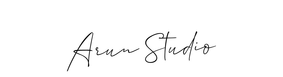 Also You can easily find your signature by using the search form. We will create Arun Studio name handwritten signature images for you free of cost using Allison_Script sign style. Arun Studio signature style 2 images and pictures png