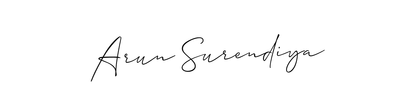 Use a signature maker to create a handwritten signature online. With this signature software, you can design (Allison_Script) your own signature for name Arun Surendiya. Arun Surendiya signature style 2 images and pictures png