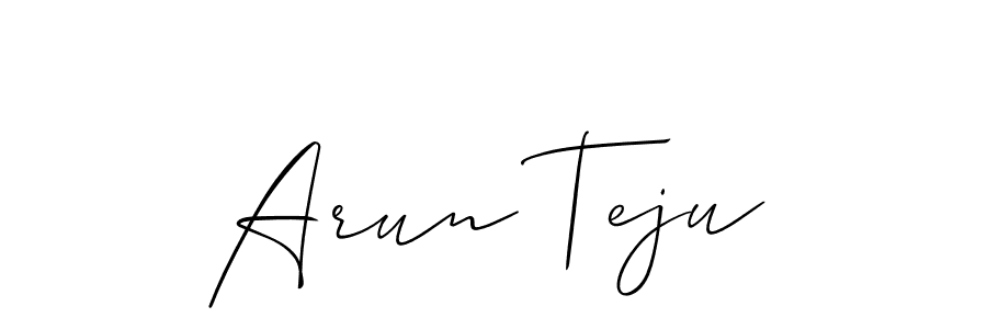 if you are searching for the best signature style for your name Arun Teju. so please give up your signature search. here we have designed multiple signature styles  using Allison_Script. Arun Teju signature style 2 images and pictures png