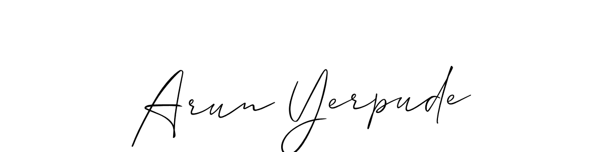 Create a beautiful signature design for name Arun Yerpude. With this signature (Allison_Script) fonts, you can make a handwritten signature for free. Arun Yerpude signature style 2 images and pictures png