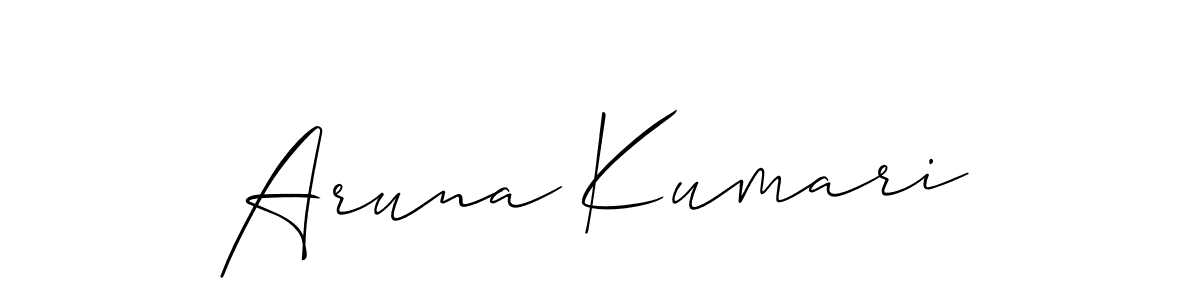 Use a signature maker to create a handwritten signature online. With this signature software, you can design (Allison_Script) your own signature for name Aruna Kumari. Aruna Kumari signature style 2 images and pictures png