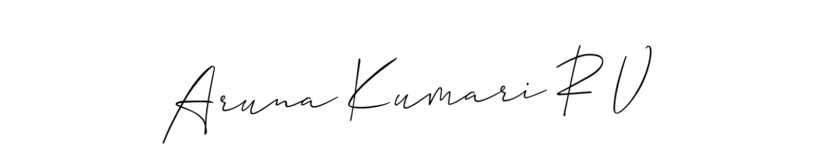 How to make Aruna Kumari R V signature? Allison_Script is a professional autograph style. Create handwritten signature for Aruna Kumari R V name. Aruna Kumari R V signature style 2 images and pictures png