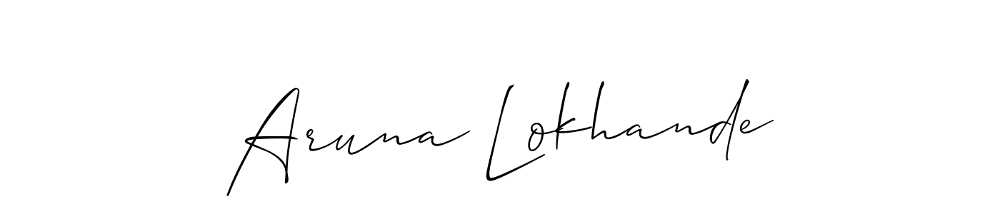 Also we have Aruna Lokhande name is the best signature style. Create professional handwritten signature collection using Allison_Script autograph style. Aruna Lokhande signature style 2 images and pictures png