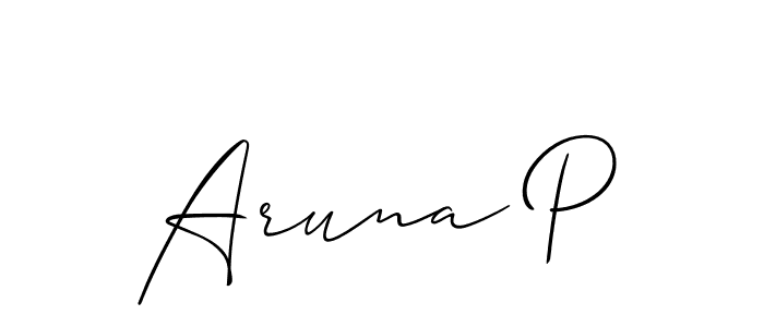 Make a beautiful signature design for name Aruna P. Use this online signature maker to create a handwritten signature for free. Aruna P signature style 2 images and pictures png