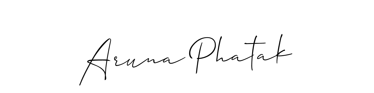 Also You can easily find your signature by using the search form. We will create Aruna Phatak name handwritten signature images for you free of cost using Allison_Script sign style. Aruna Phatak signature style 2 images and pictures png