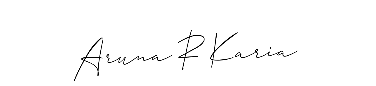 Similarly Allison_Script is the best handwritten signature design. Signature creator online .You can use it as an online autograph creator for name Aruna R Karia. Aruna R Karia signature style 2 images and pictures png